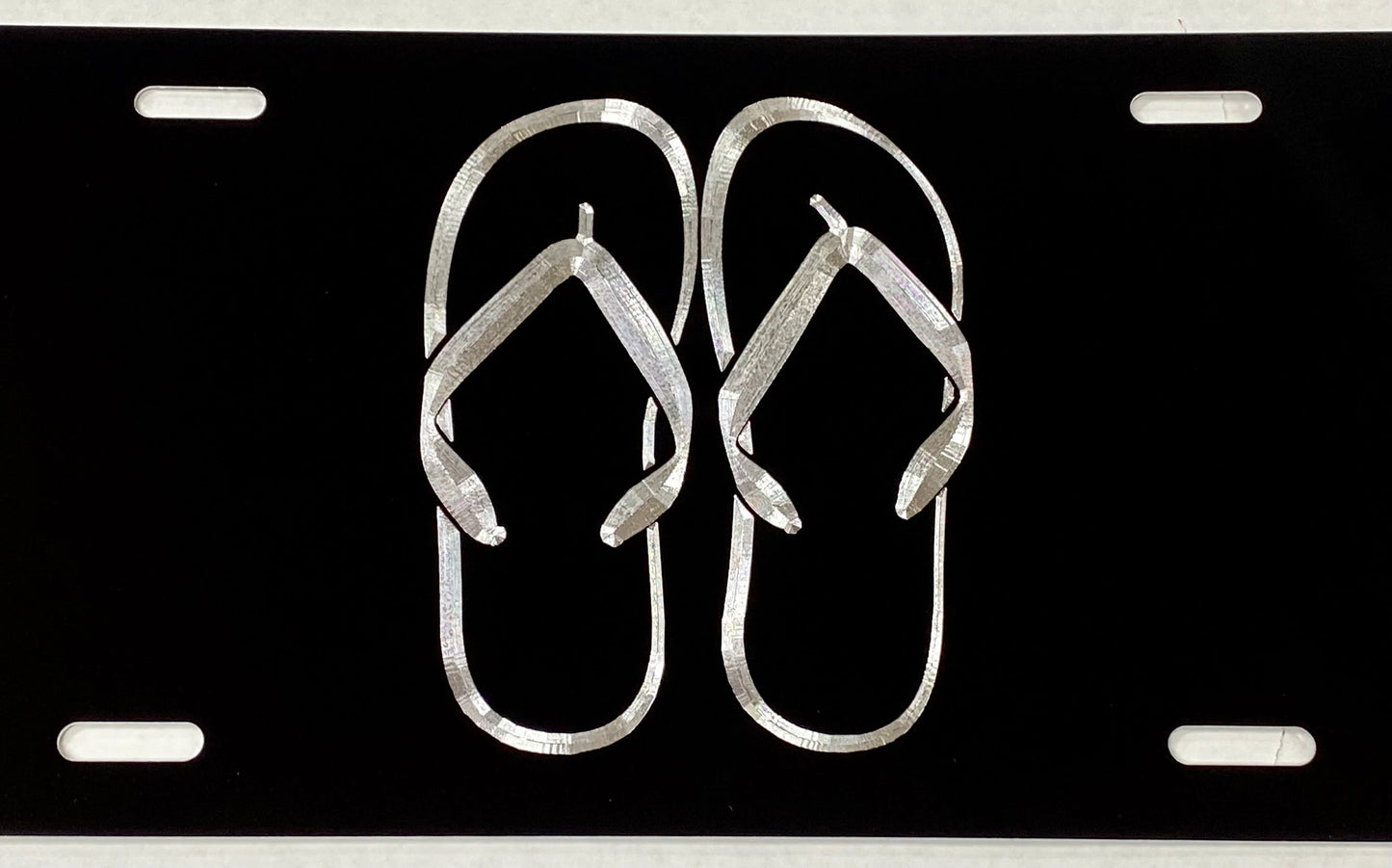 Silver Engraved Flip Flops Car Tag