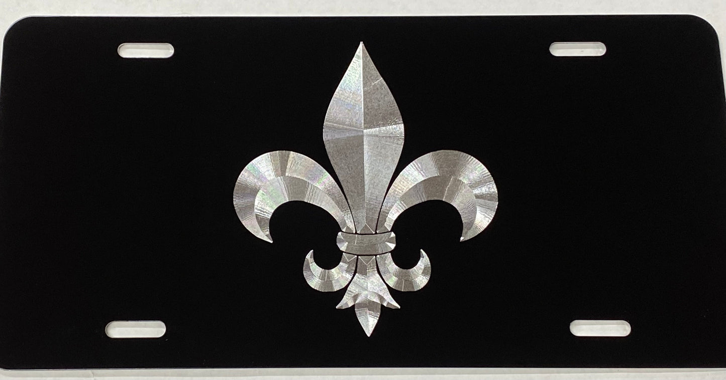 Engraved Fleur De Lis Symbol Car Tag