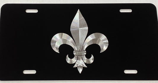 Engraved Fleur De Lis Symbol Car Tag