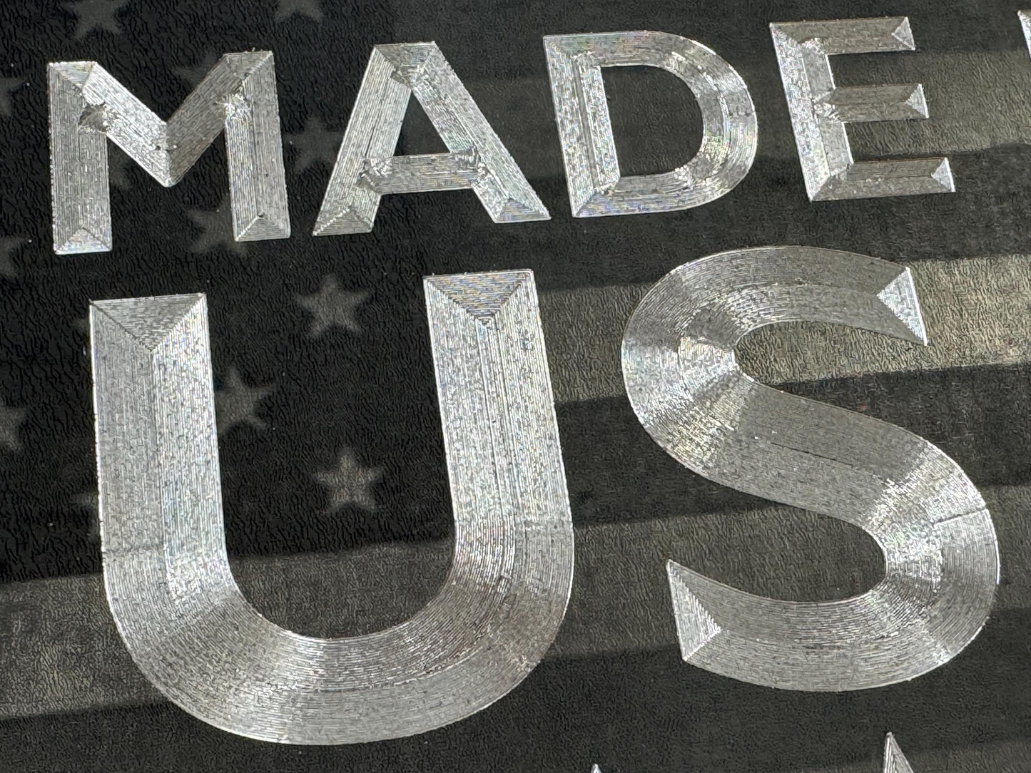 Combo Laser & Diamond Etched US Flag Made In USA Car Tag