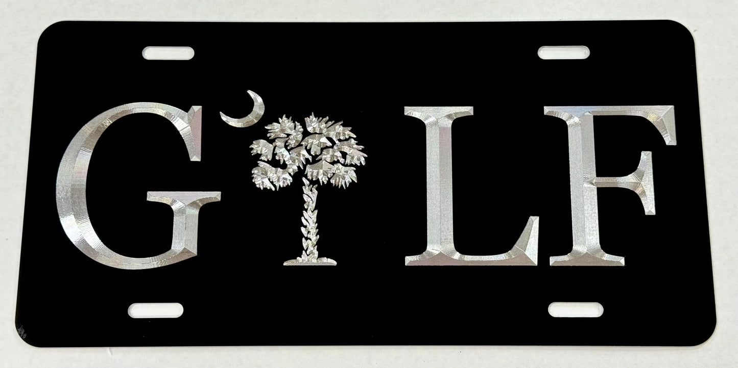 Engraved SC South Carolina Palmetto Golf Car Tag