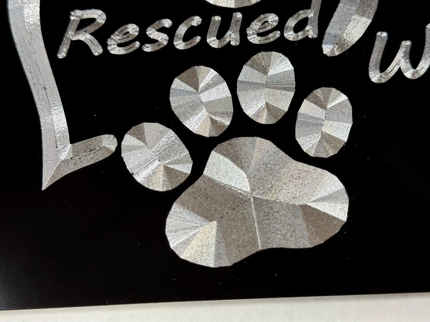 Engraved Who Rescued Who Dog Pet Adoption Car Tag