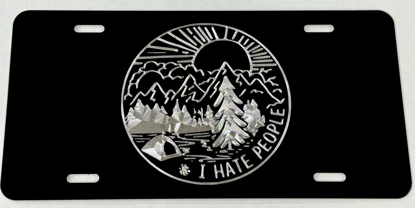 I Hate People Camping Car Tag
