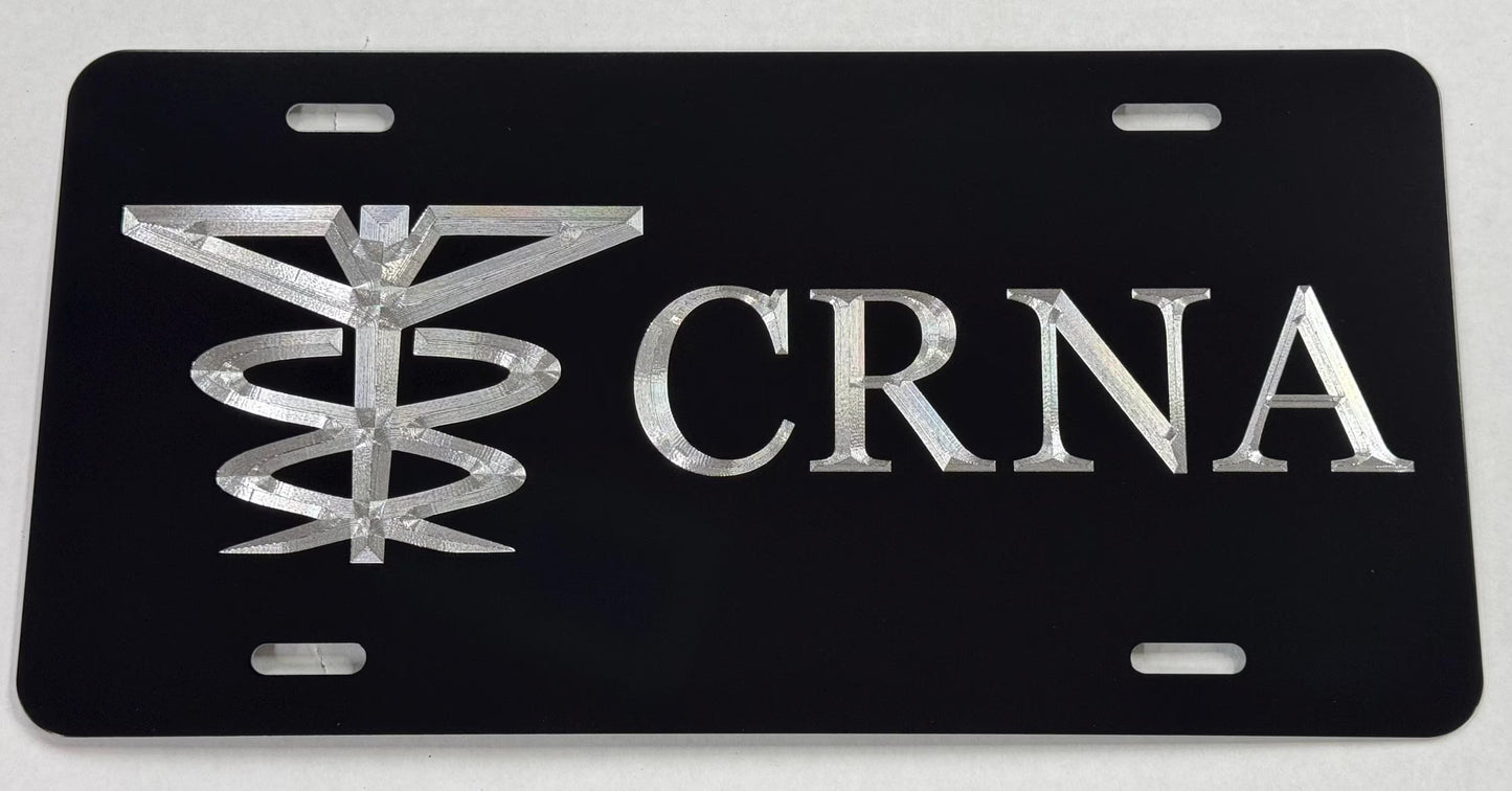 Engraved CRNA Nurse Assistant Car Tag