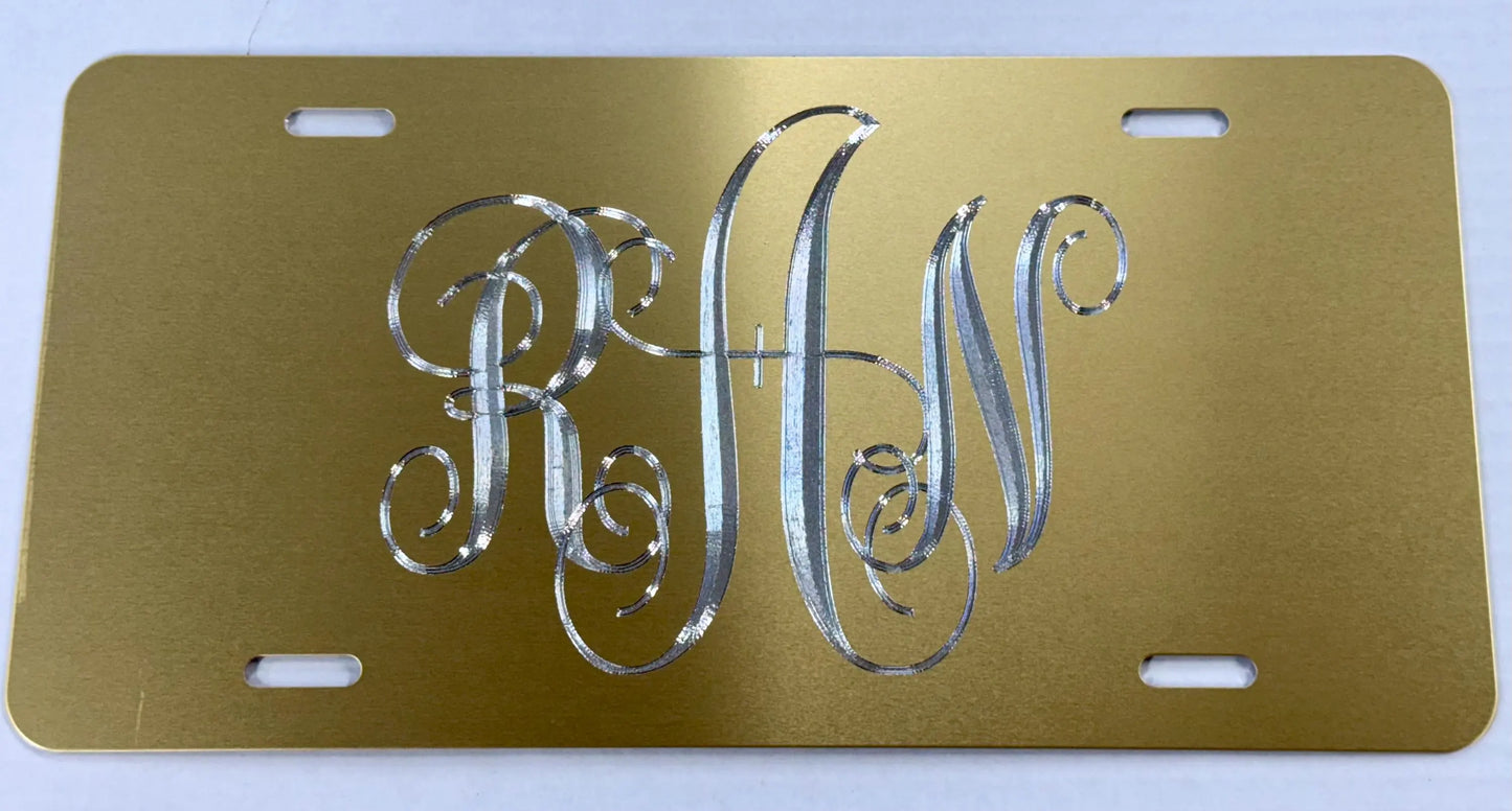 Diamond Etched Custom Personalized Monogram License Plate