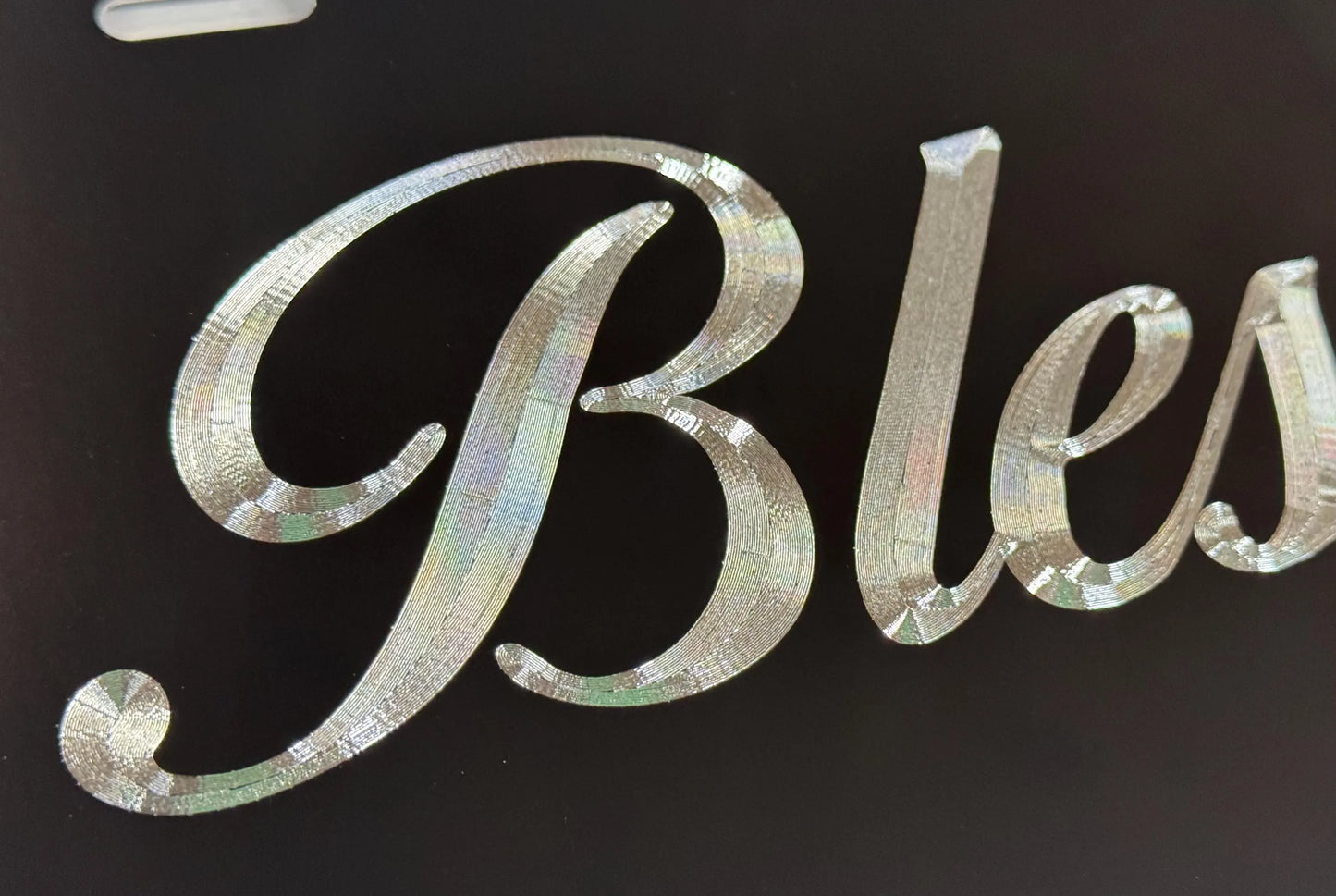 Silver Engraved Blessed Car Tag