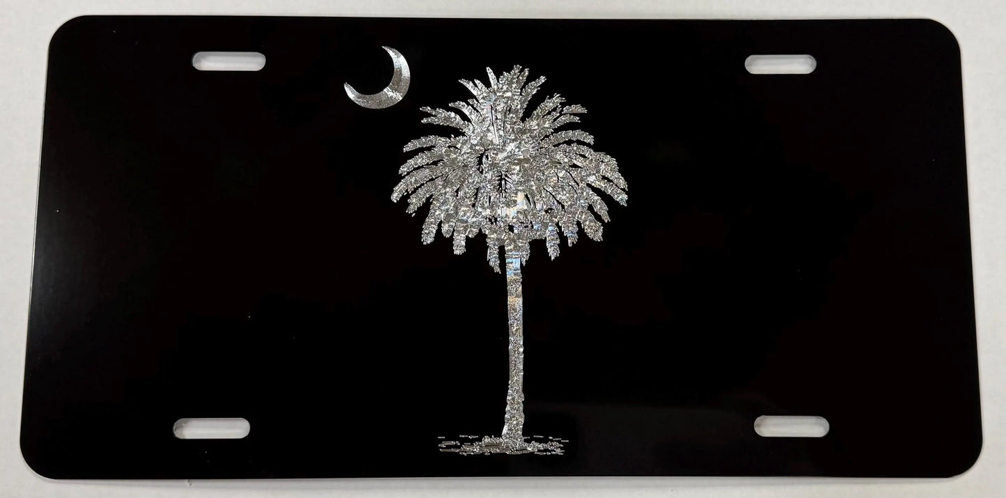Deep Engraved Classy SC Palmetto Tree Car Tag