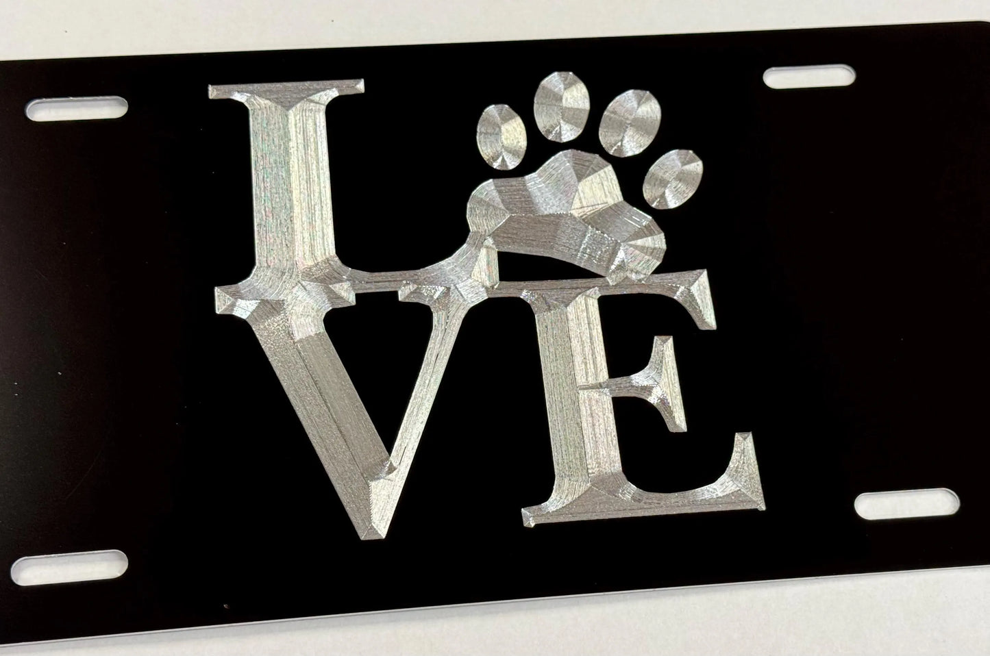 Engraved Love Dog Puppy Paw Car Tag