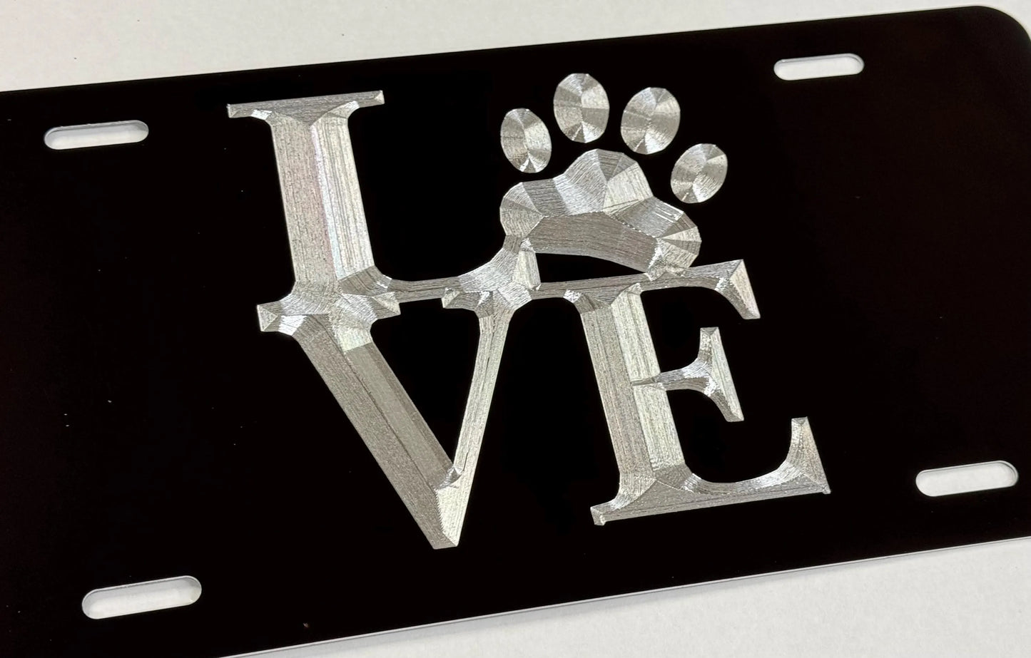 Engraved Love Dog Puppy Paw Car Tag
