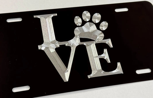 Engraved Love Dog Puppy Paw Car Tag