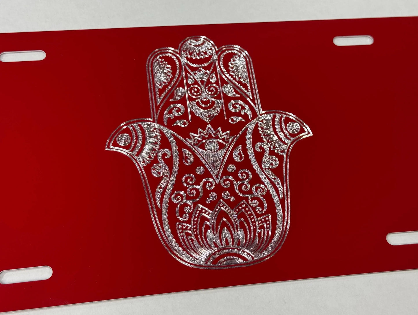 Real Engraved Hamsa Hand Car Tag