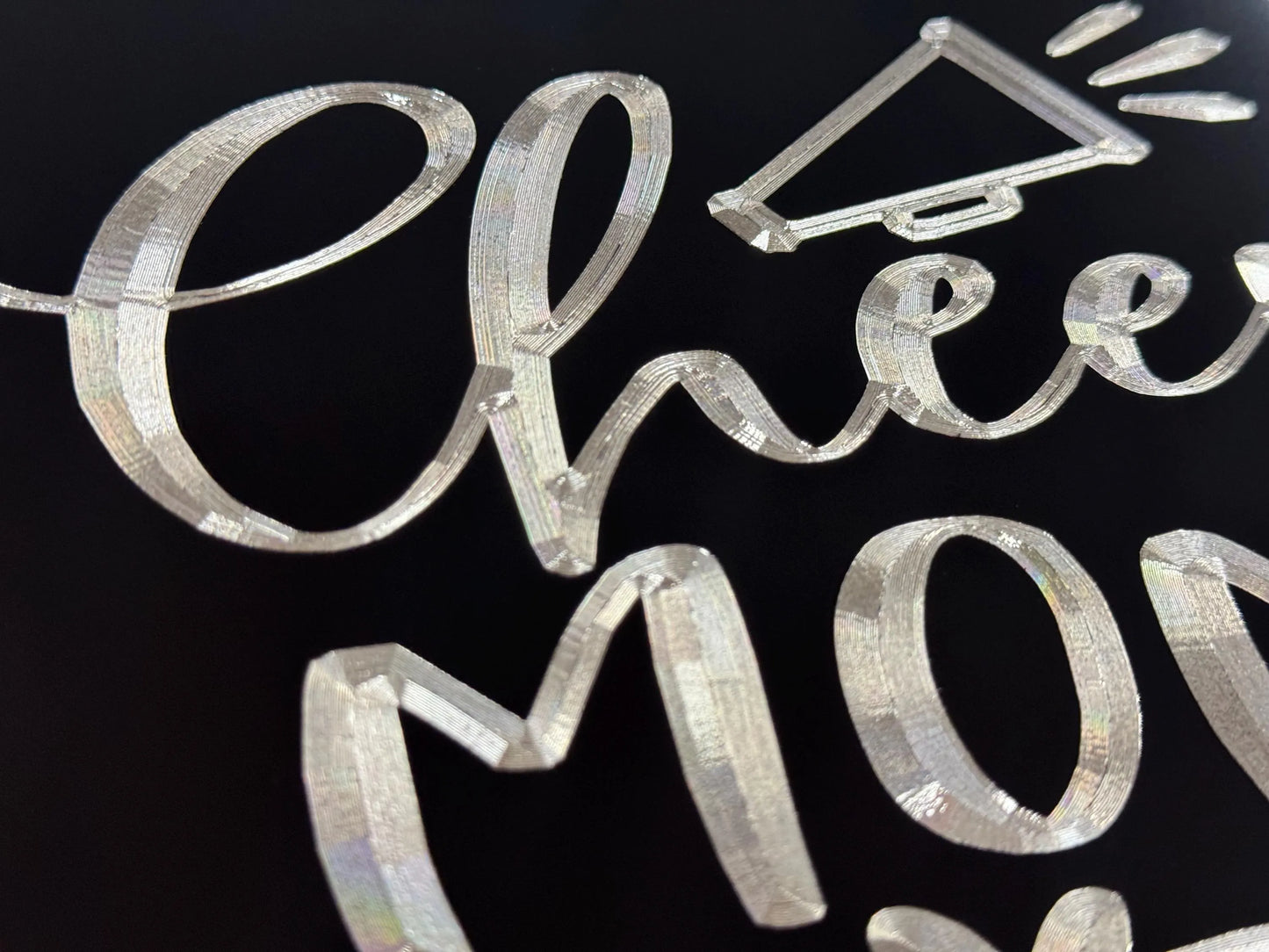Deep Engraved Cheer Mom Car Tag - Black