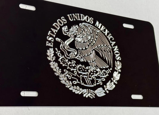 Engraved Mexican Eagle Mexico Coat Of Arms Car Tag