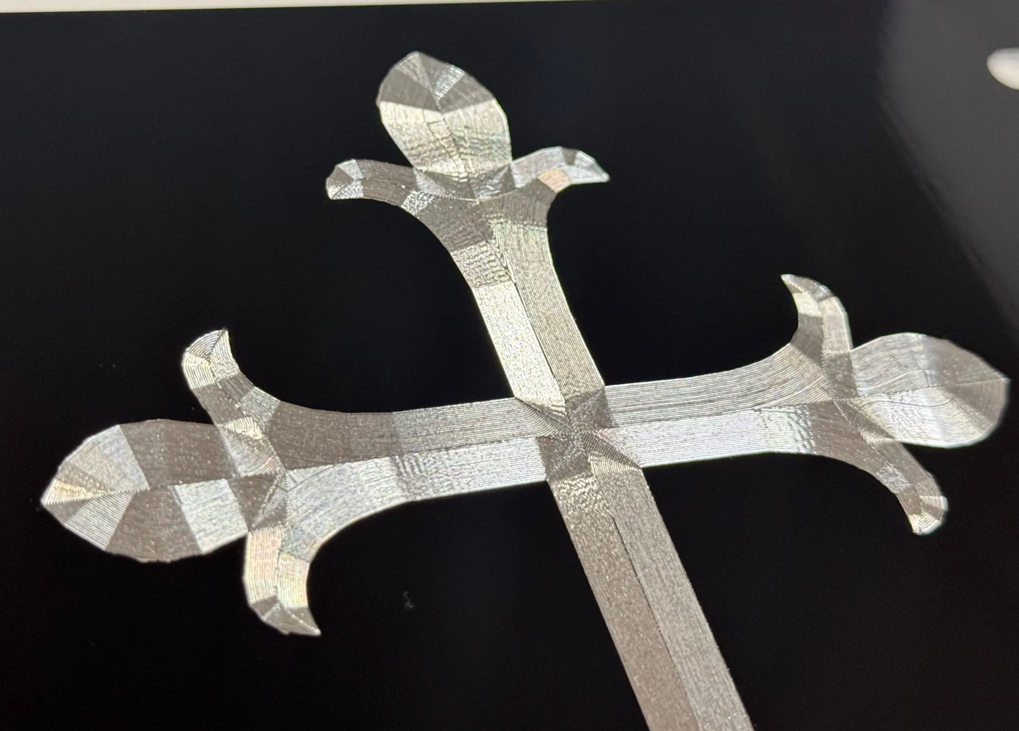 Silver Engraved 3D Christian Cross Car Tag