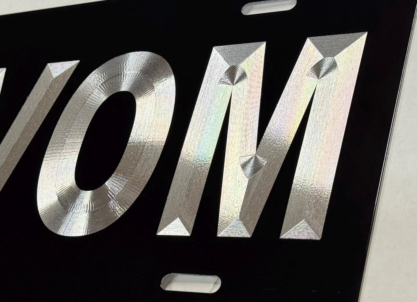 Engraved Reverse MOVE Car Tag