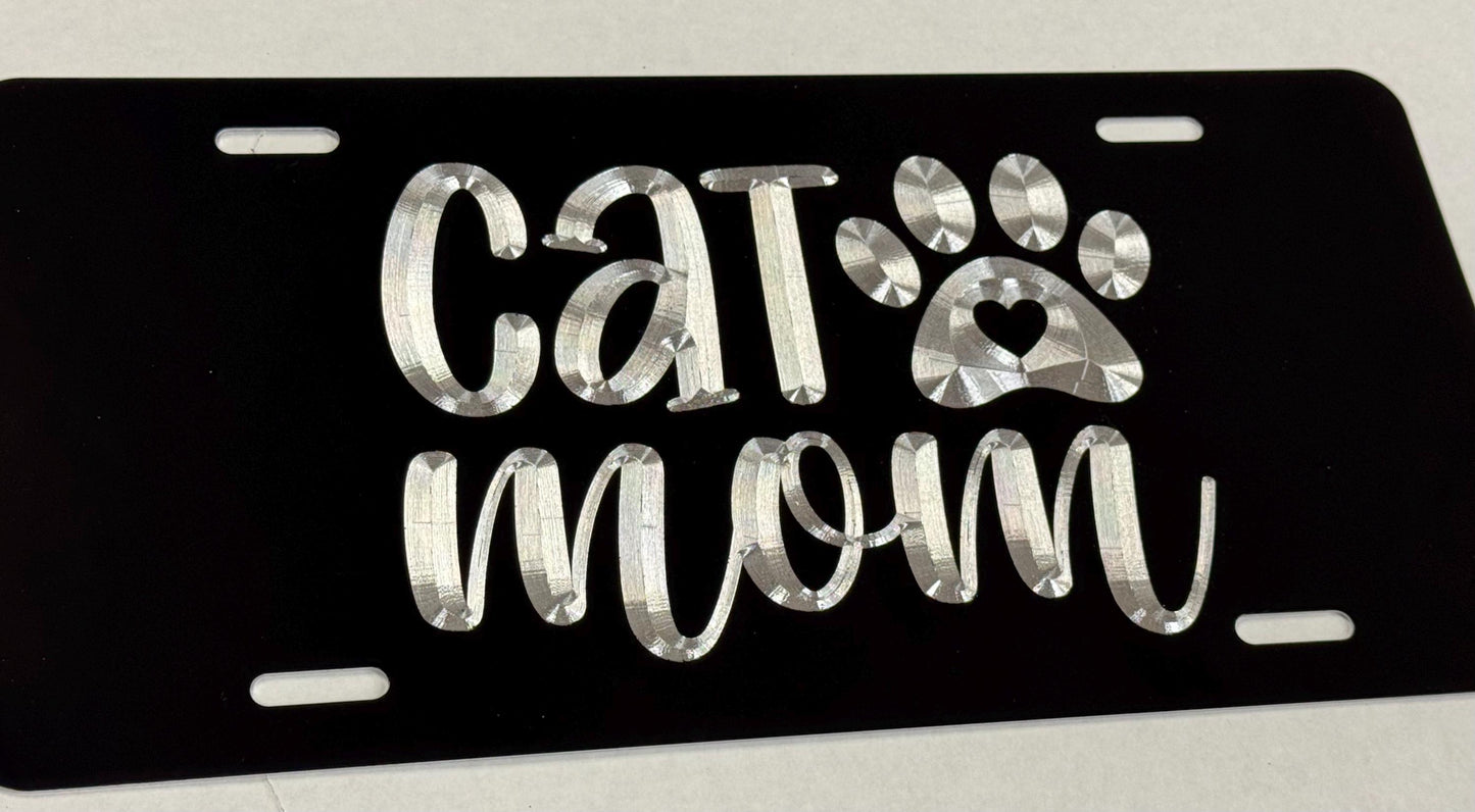 Cat Mom Paw Car Tag