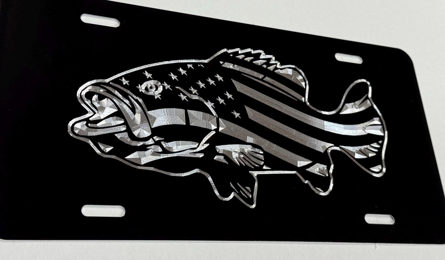 Engraved Bass Fish Fishing USA Car Tag