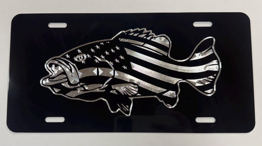 Engraved Bass Fish Fishing USA Car Tag