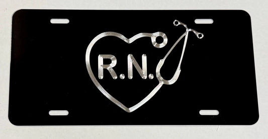 Engraved REGISTERED NURSE RN Heart Car Tag