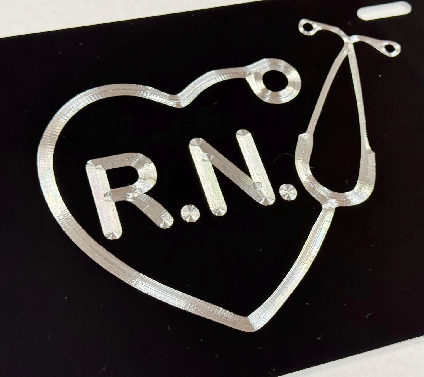 Engraved REGISTERED NURSE RN Heart Car Tag