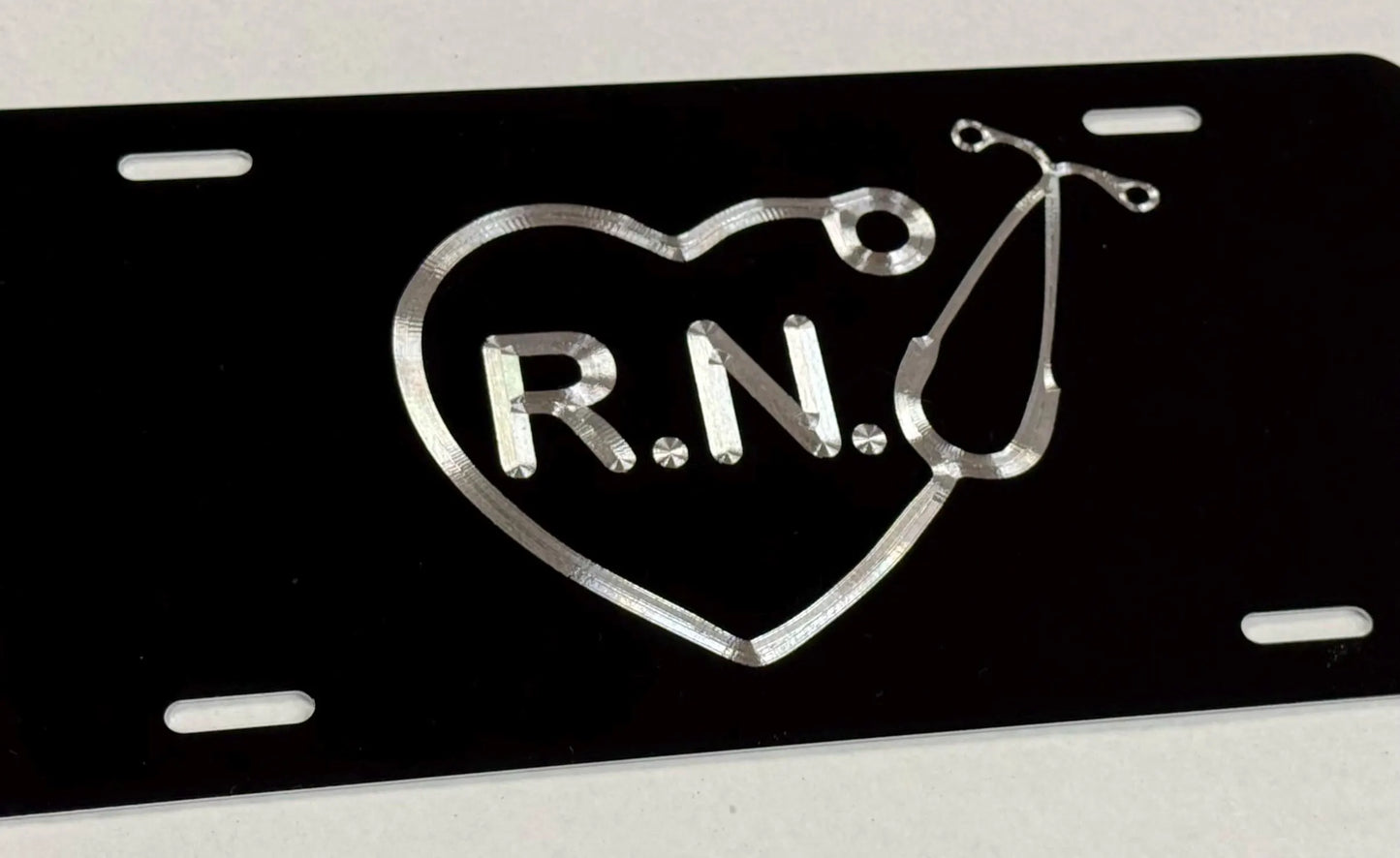 Engraved REGISTERED NURSE RN Heart Car Tag