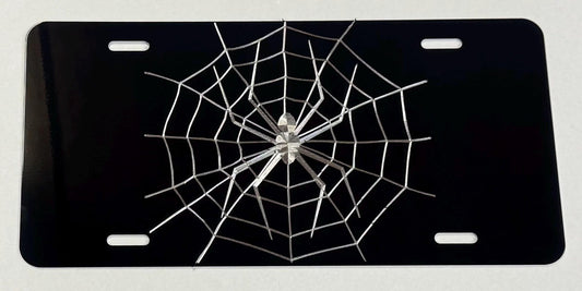 Engraved Spider Web Car Tag
