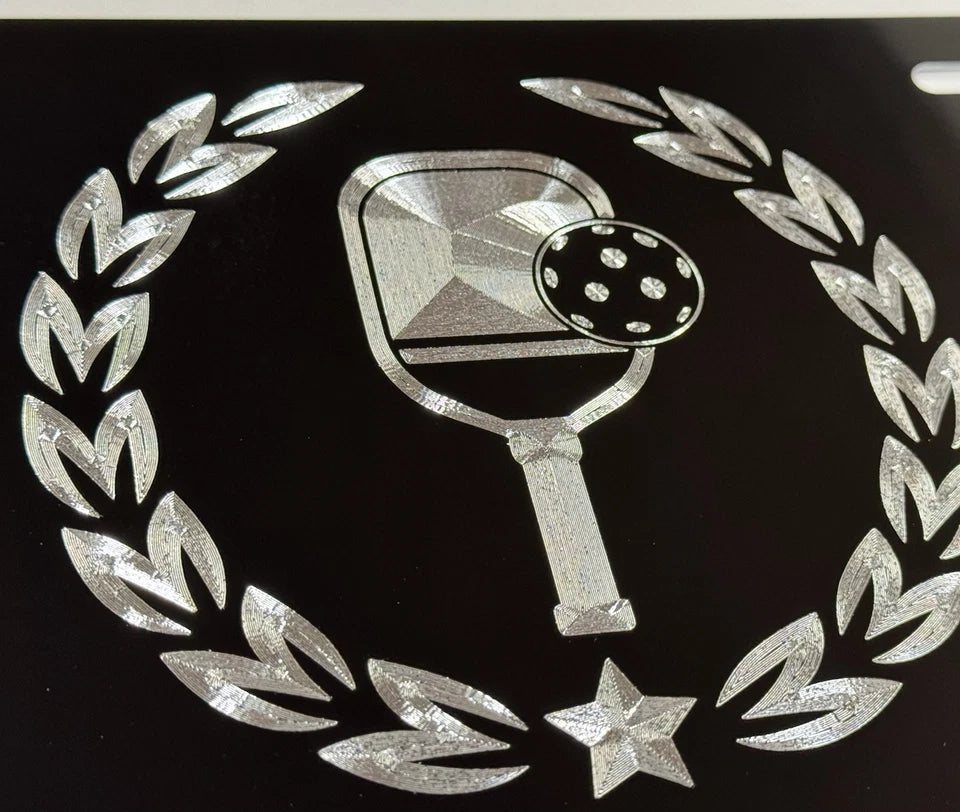 Pickleball Crest Diamond Etched Engraved Front Vanity Car Tag License Plate Gift