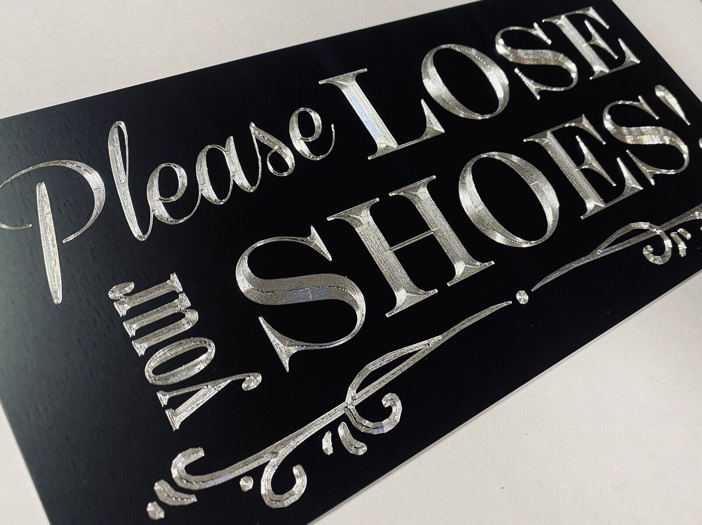 Diamond Etched Lose Remove Your Shoes Shoe Storage Entry Decor Metal 6x12 Sign