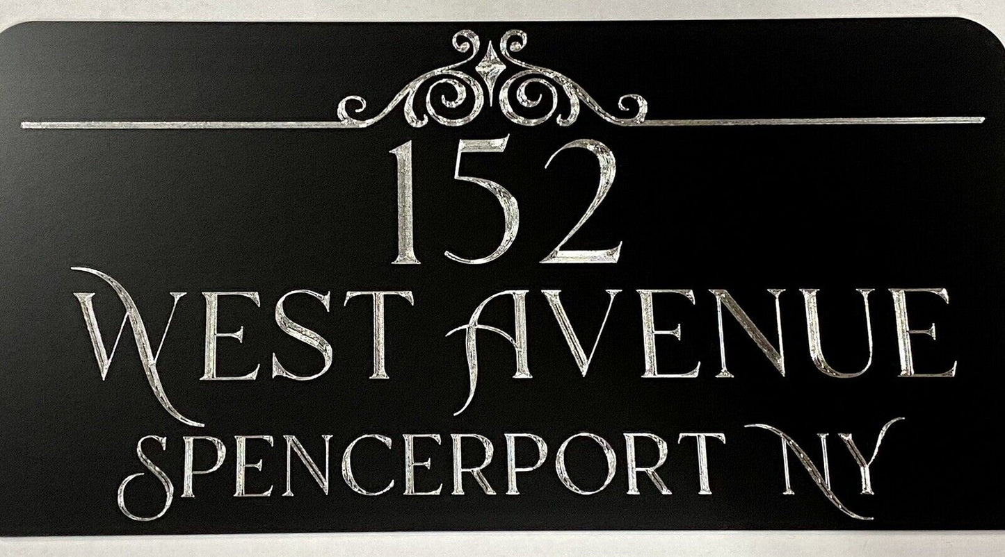 Engraved Personalized Custom House Home Number Street Address Metal 6x12 Sign Style #5