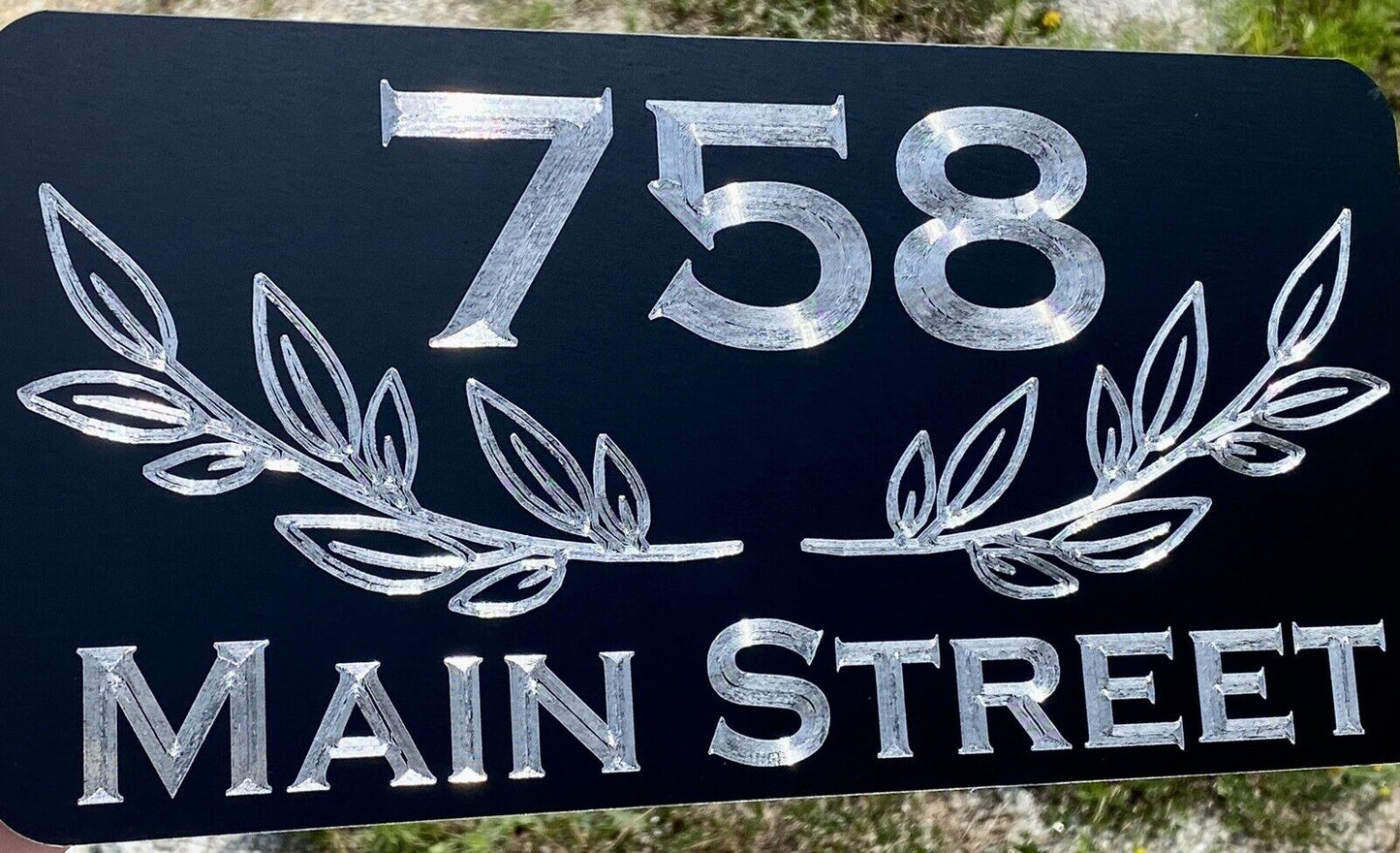 Engraved Personalized Custom House Home Number Street Address Metal 6x12 Sign Style #2