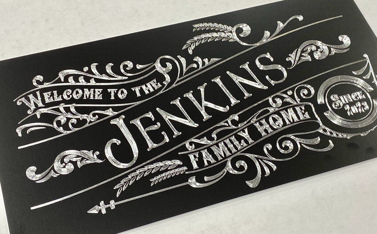 Engraved Personalized Custom Welcome Family Name House Home Metal 6x12 Sign