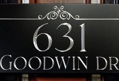 Engraved Personalized Custom House Home Number Street Address Metal 6x12 Sign Style #5