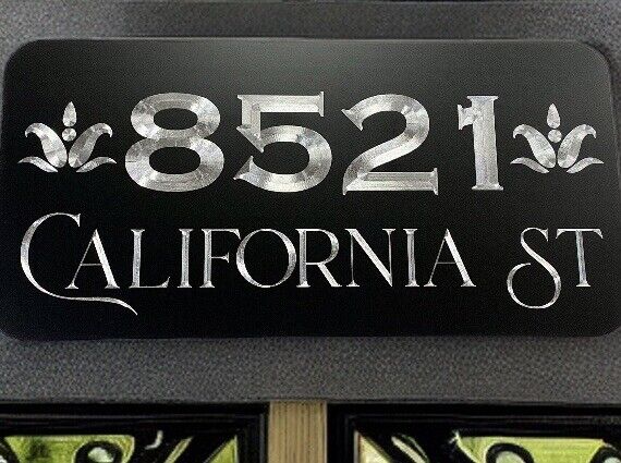 Engraved Personalized Custom House Home Number Street Address Metal 6x12 Sign Style #4