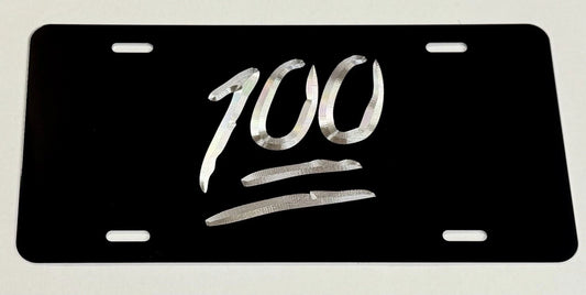 Engraved 100 emoji Car Tag