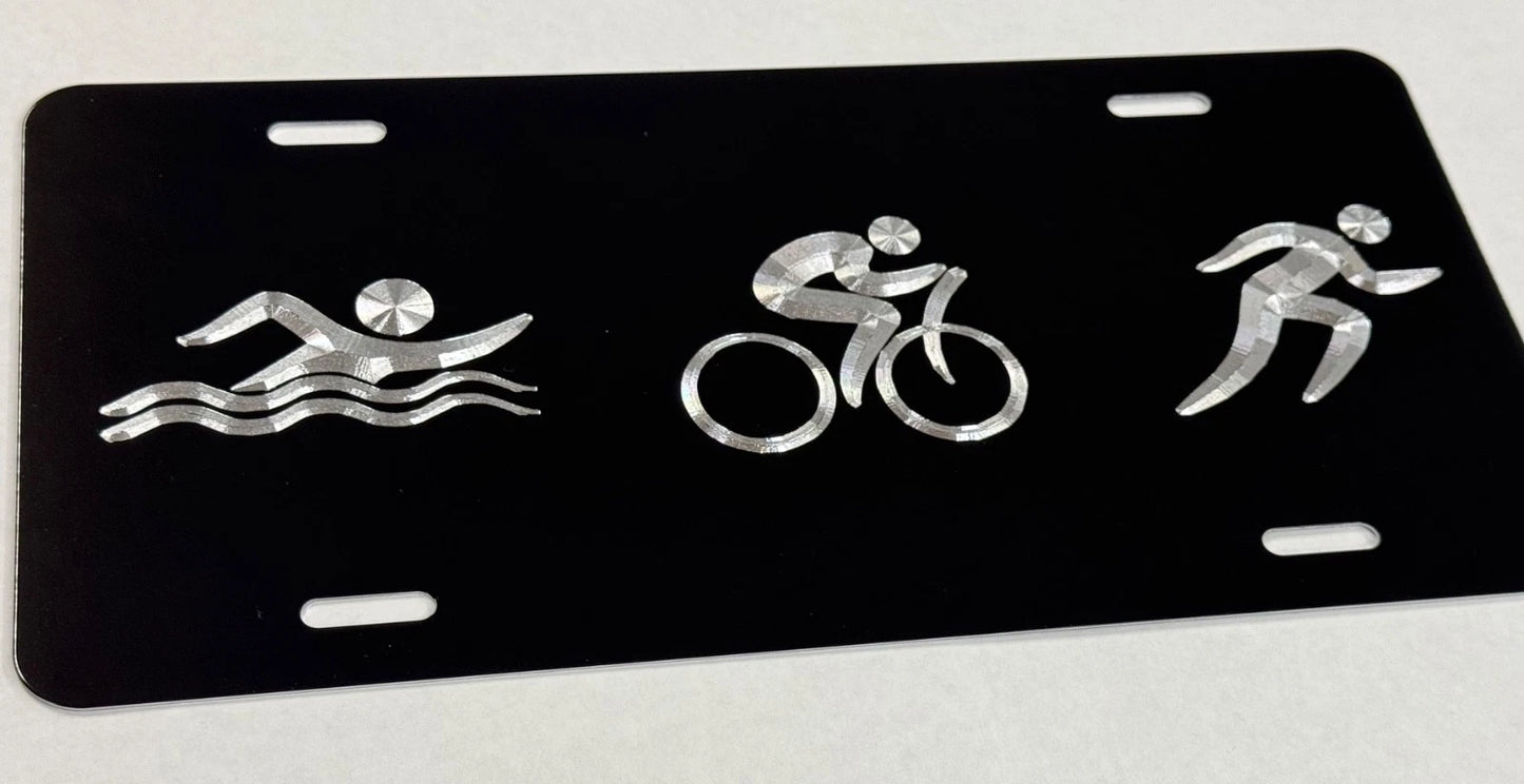 Engraved Triathlon Car Tag