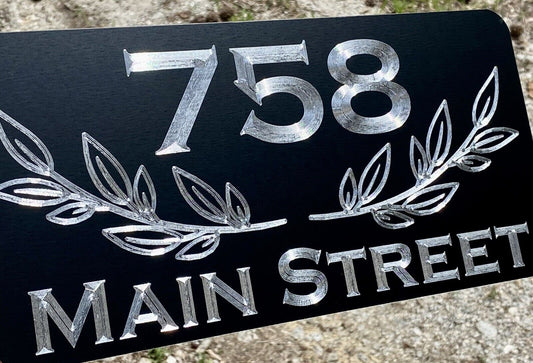 Engraved Personalized Custom House Home Number Street Address Metal 6x12 Sign Style #2