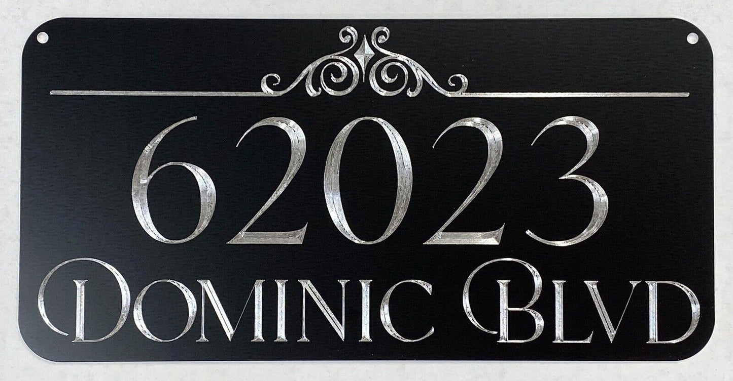 Engraved Personalized Custom House Home Number Street Address Metal 6x12 Sign Style #5