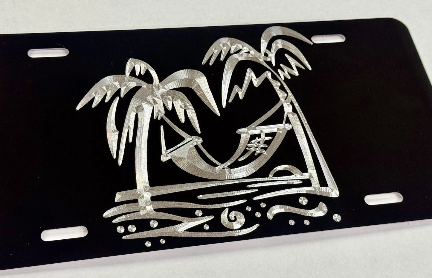 Tropical Beach Hammock Car Tag