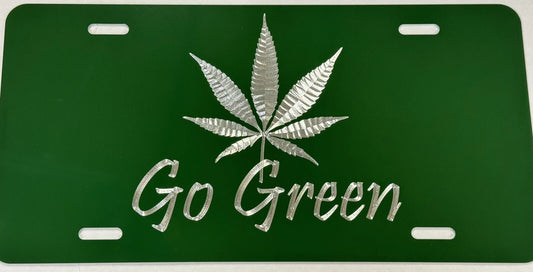 Go Green Marijuana Weed Pot Car Tag