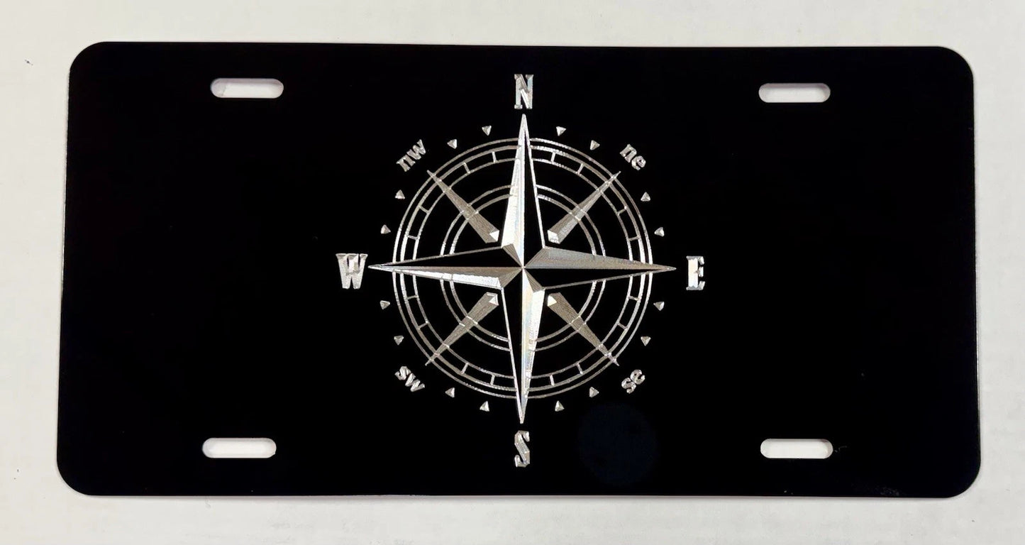 Engraved Compass Car Tag