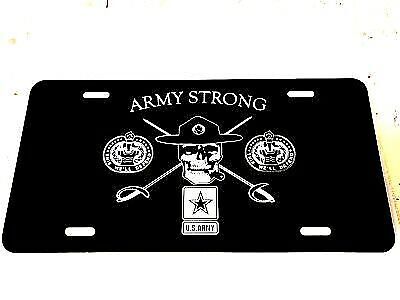 Army Strong Drill Sergeant Tag Diamond Etched on Black Aluminum License Plate