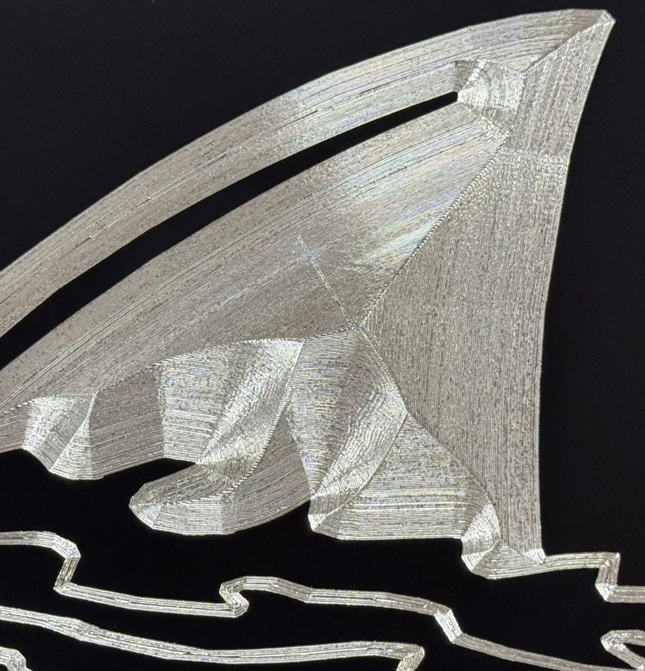 Deep Engraved Shark Fin In Water Car Tag