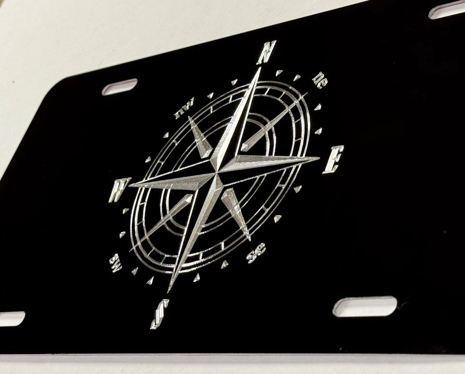 Engraved Compass Car Tag