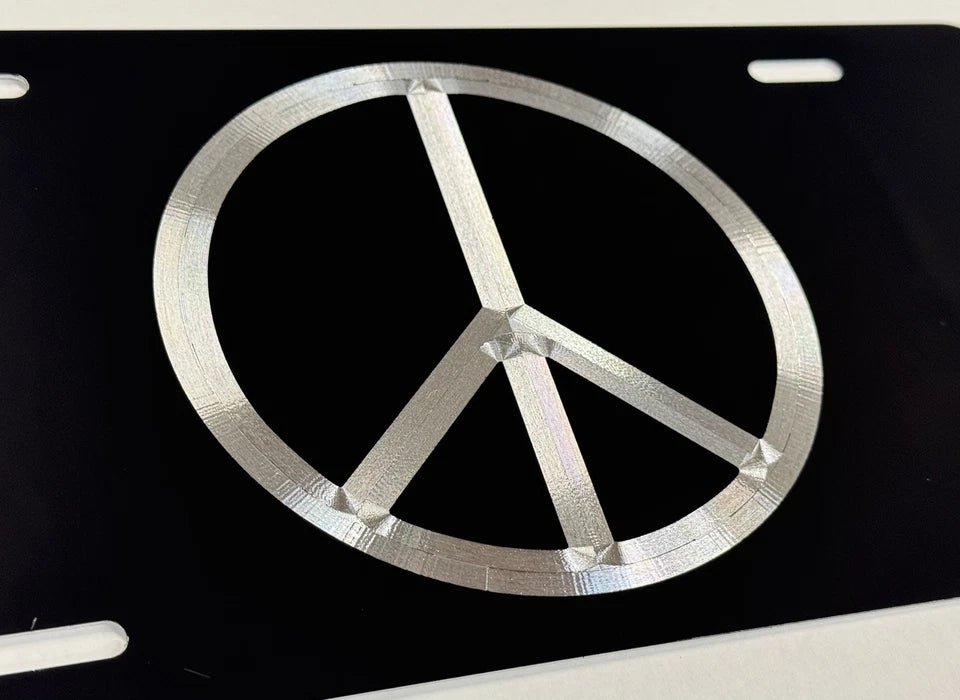 Engraved PEACE SIGN Car Tag