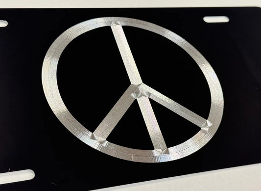 Engraved PEACE SIGN Car Tag