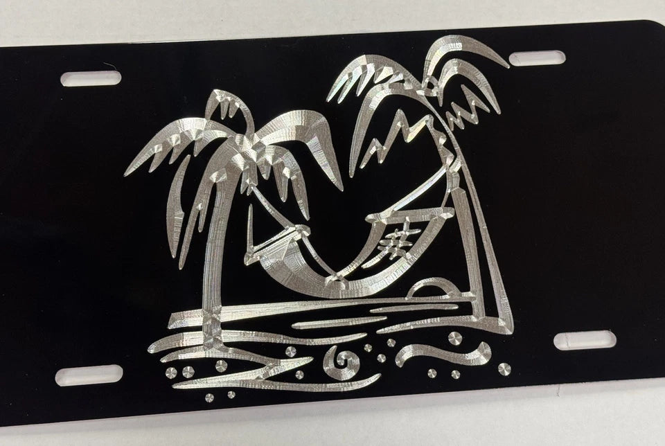 Tropical Beach Hammock Car Tag