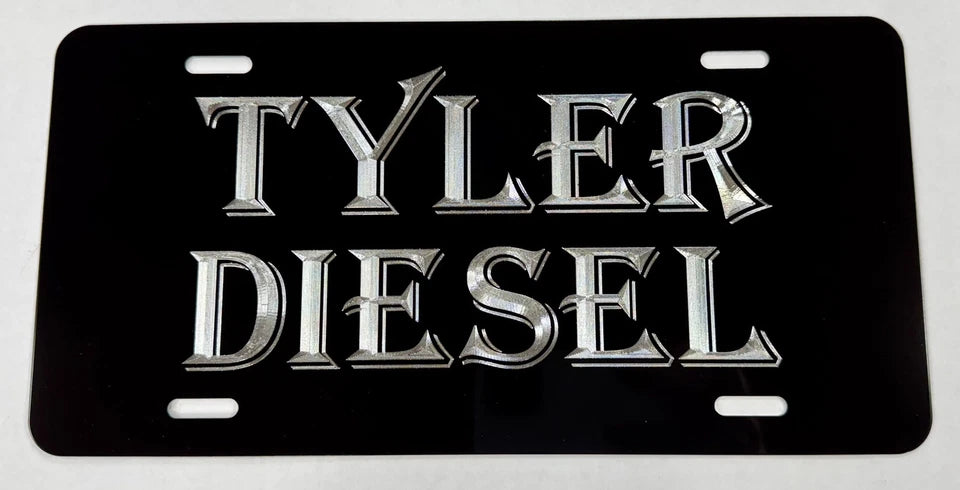 Custom Name or Text #7 Diamond Etched on Aluminum License Plate, Car Tag