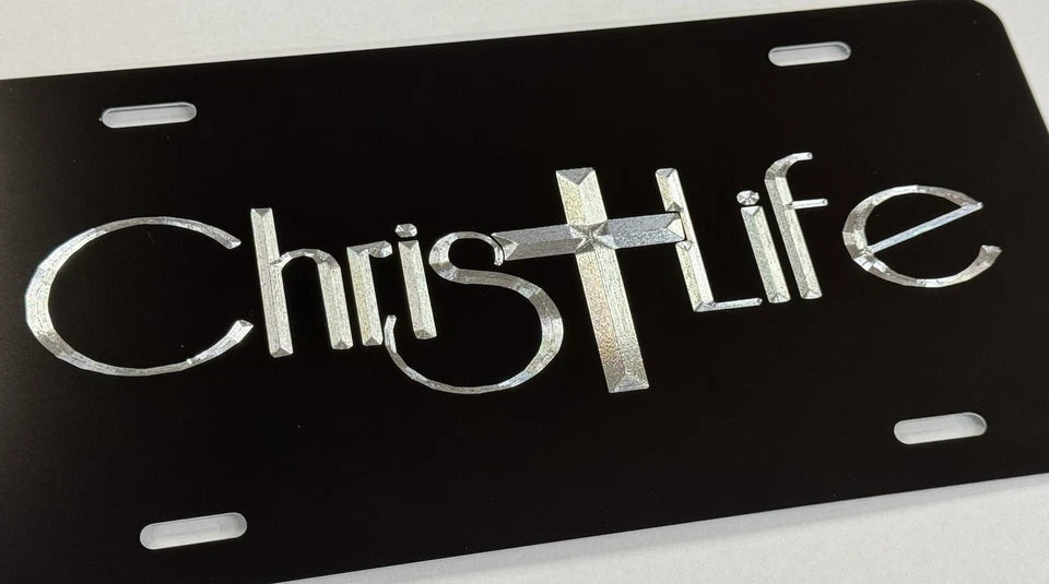 Deep Engraved Christ Life Christian Car Tag