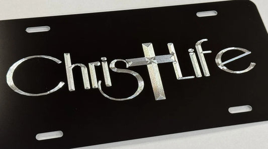 Deep Engraved Christ Life Christian Car Tag