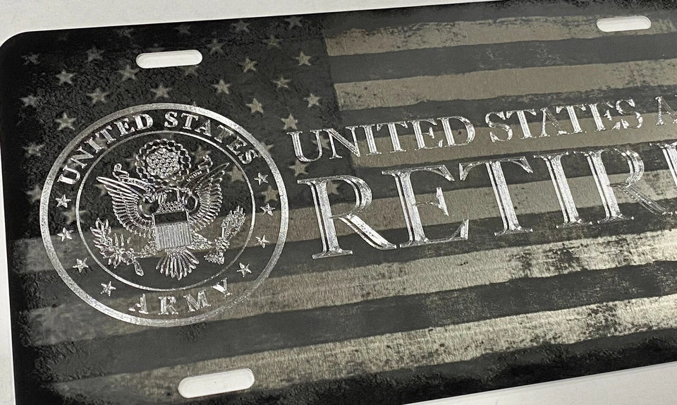 Combo Laser & Diamond Engraved US Army Retired Tag